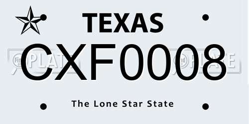 CXF0008 Texas License Plate