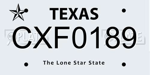 CXF0189 Texas License Plate