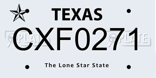 CXF0271 Texas License Plate