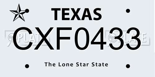 CXF0433 Texas License Plate