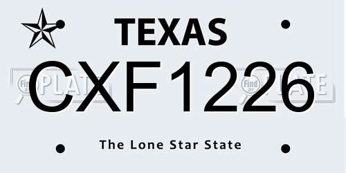 CXF1226 Texas License Plate