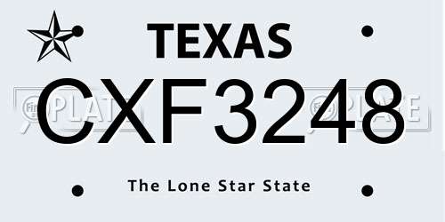 CXF3248 Texas License Plate