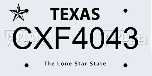 CXF4043 Texas License Plate