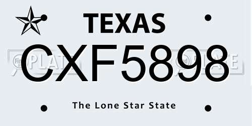 CXF5898 Texas License Plate