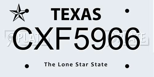 CXF5966 Texas License Plate