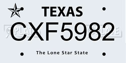 CXF5982 Texas License Plate