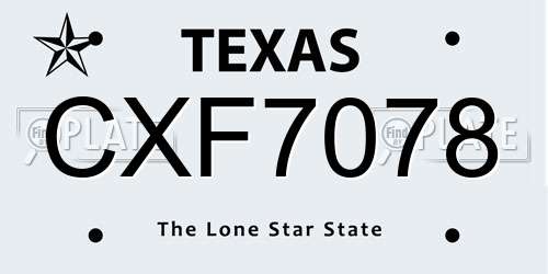 CXF7078 Texas License Plate