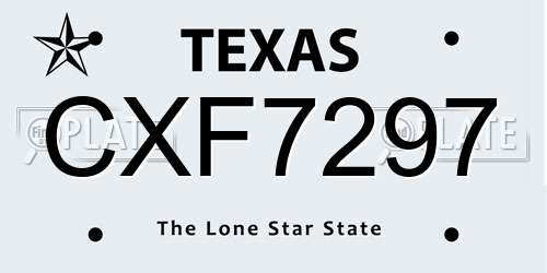 CXF7297 Texas License Plate