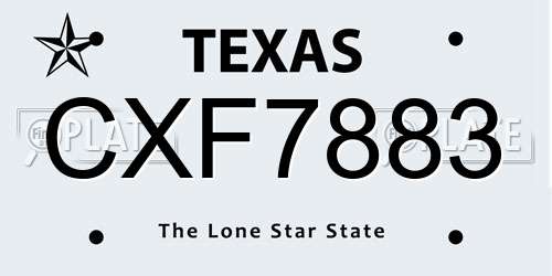 CXF7883 Texas License Plate