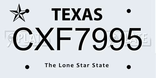 CXF7995 Texas License Plate