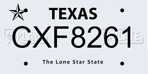 CXF8261 Texas License Plate