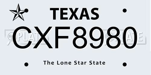CXF8980 Texas License Plate