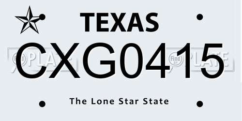 CXG0415 Texas License Plate