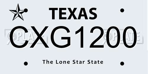 CXG1200 Texas License Plate