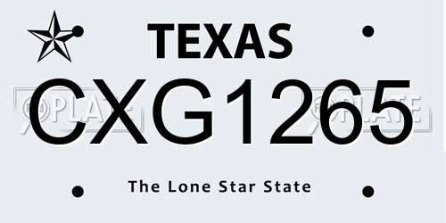 CXG1265 Texas License Plate