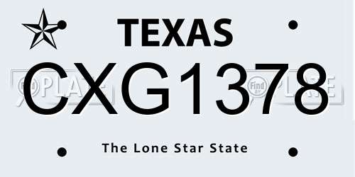 CXG1378 Texas License Plate