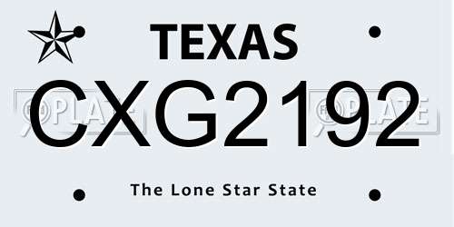 CXG2192 Texas License Plate