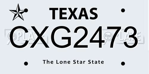 CXG2473 Texas License Plate