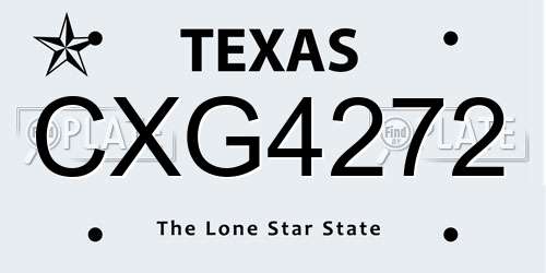 CXG4272 Texas License Plate