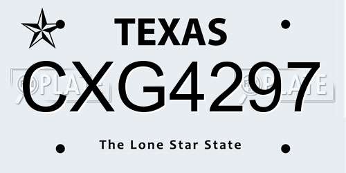 CXG4297 Texas License Plate