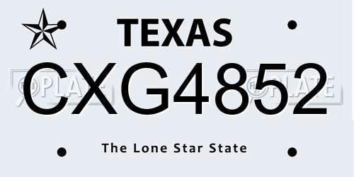 CXG4852 Texas License Plate