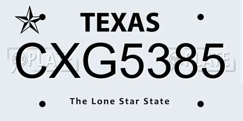 CXG5385 Texas License Plate