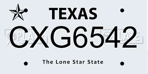 CXG6542 Texas License Plate