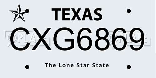 CXG6869 Texas License Plate