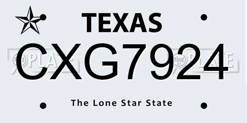 CXG7924 Texas License Plate