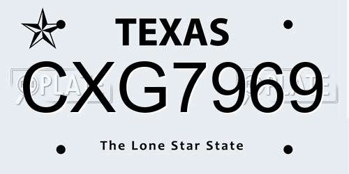 CXG7969 Texas License Plate