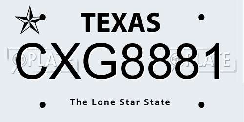CXG8881 Texas License Plate