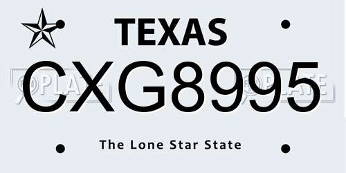 CXG8995 Texas License Plate