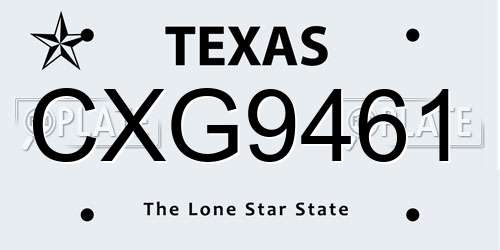 CXG9461 Texas License Plate