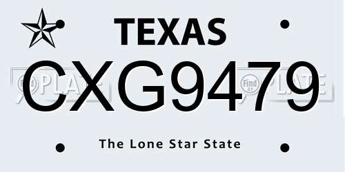 CXG9479 Texas License Plate