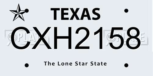 CXH2158 Texas License Plate