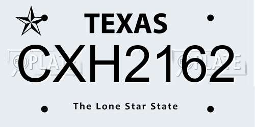 CXH2162 Texas License Plate