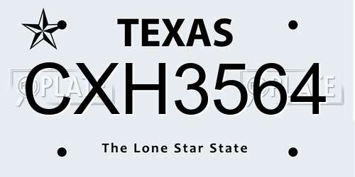 CXH3564 Texas License Plate