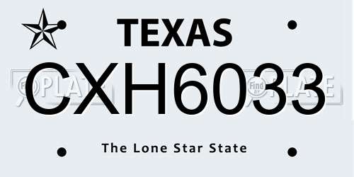 CXH6033 Texas License Plate
