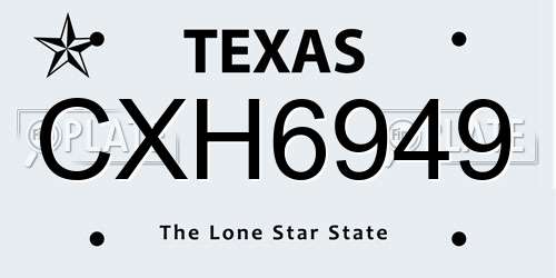 CXH6949 Texas License Plate