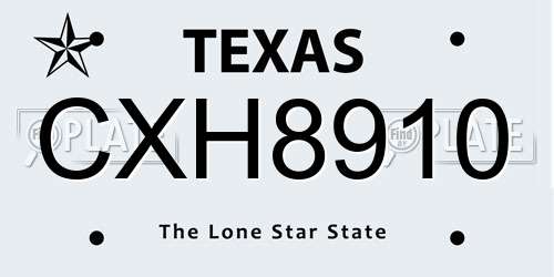 CXH8910 Texas License Plate