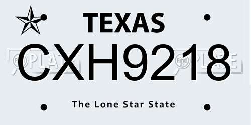 CXH9218 Texas License Plate