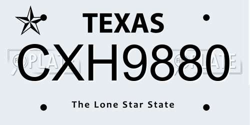 CXH9880 Texas License Plate