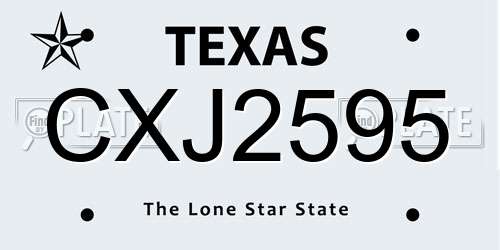 CXJ2595 Texas License Plate