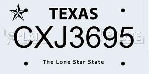 CXJ3695 Texas License Plate