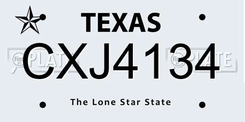 CXJ4134 Texas License Plate