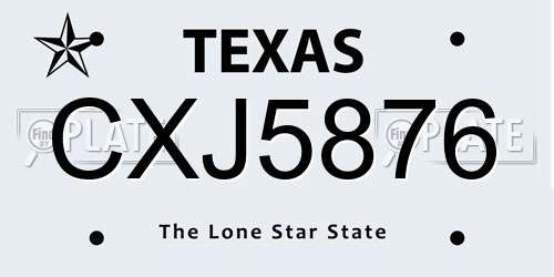 CXJ5876 Texas License Plate