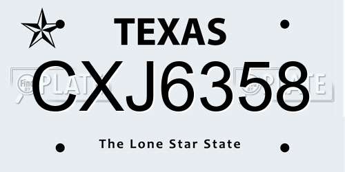 CXJ6358 Texas License Plate