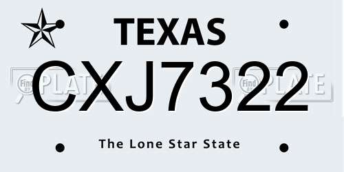 CXJ7322 Texas License Plate
