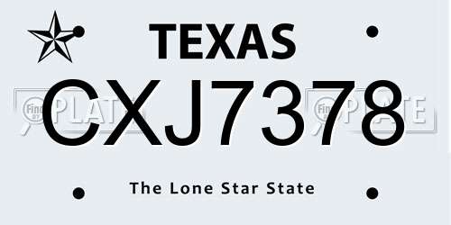 CXJ7378 Texas License Plate