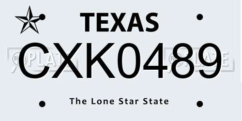 CXK0489 Texas License Plate